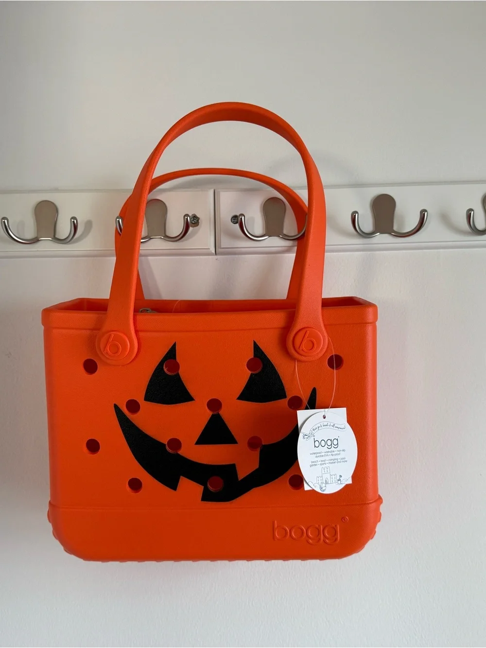 BOGG BAG Orange Tote with Black Jack-O'-Lantern Face